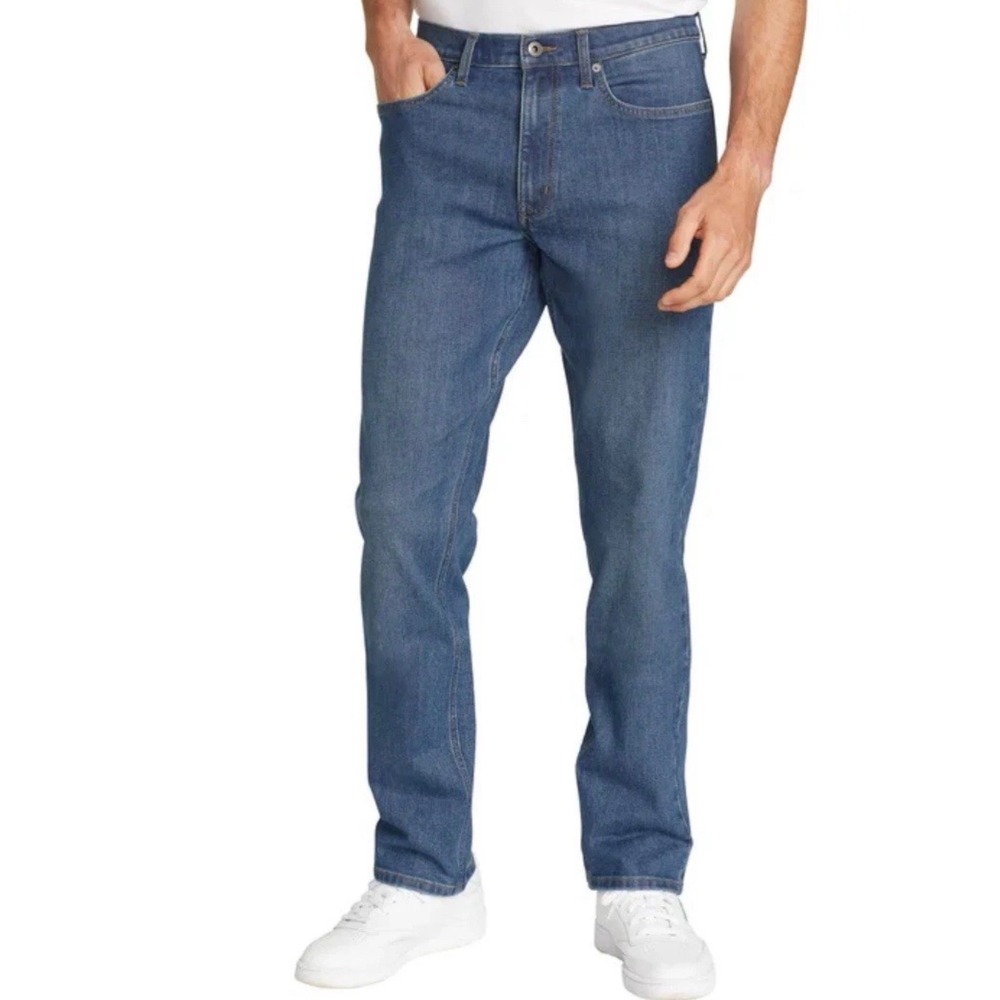NWT Eddie Bauer Mens Straight Fit‎ Blue Jeans 40x32 Medium Wash Stretch Gorpcore